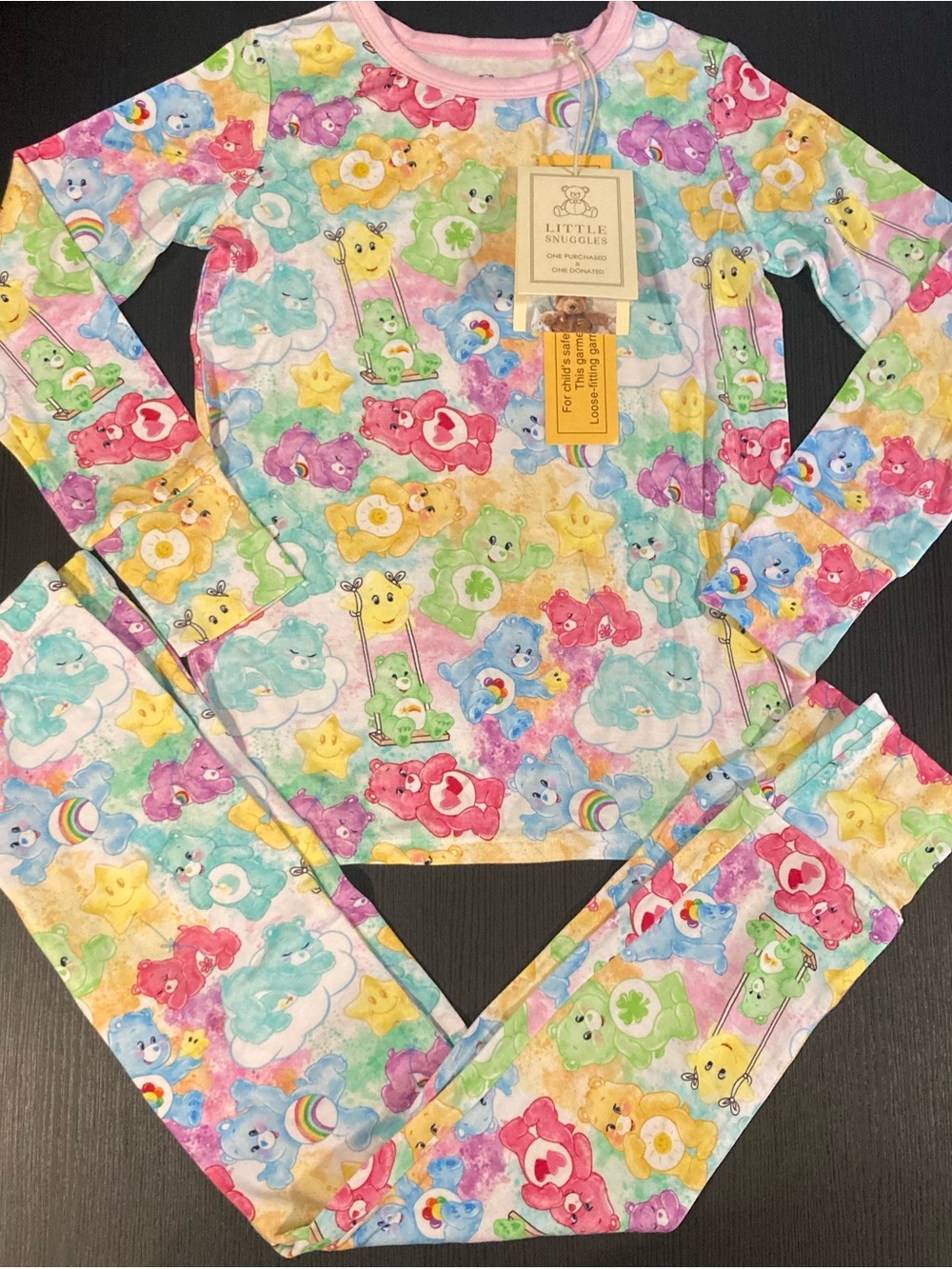 NEW Little Snuggles Care Bears Kids Bamboo Long Sleeve & Pants Pajama Set - 6